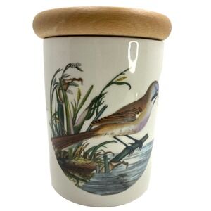 Vtg Rare Portmeirion Birds of Britain Bearded‎ Tit 4.5" Jar with Lid Canister